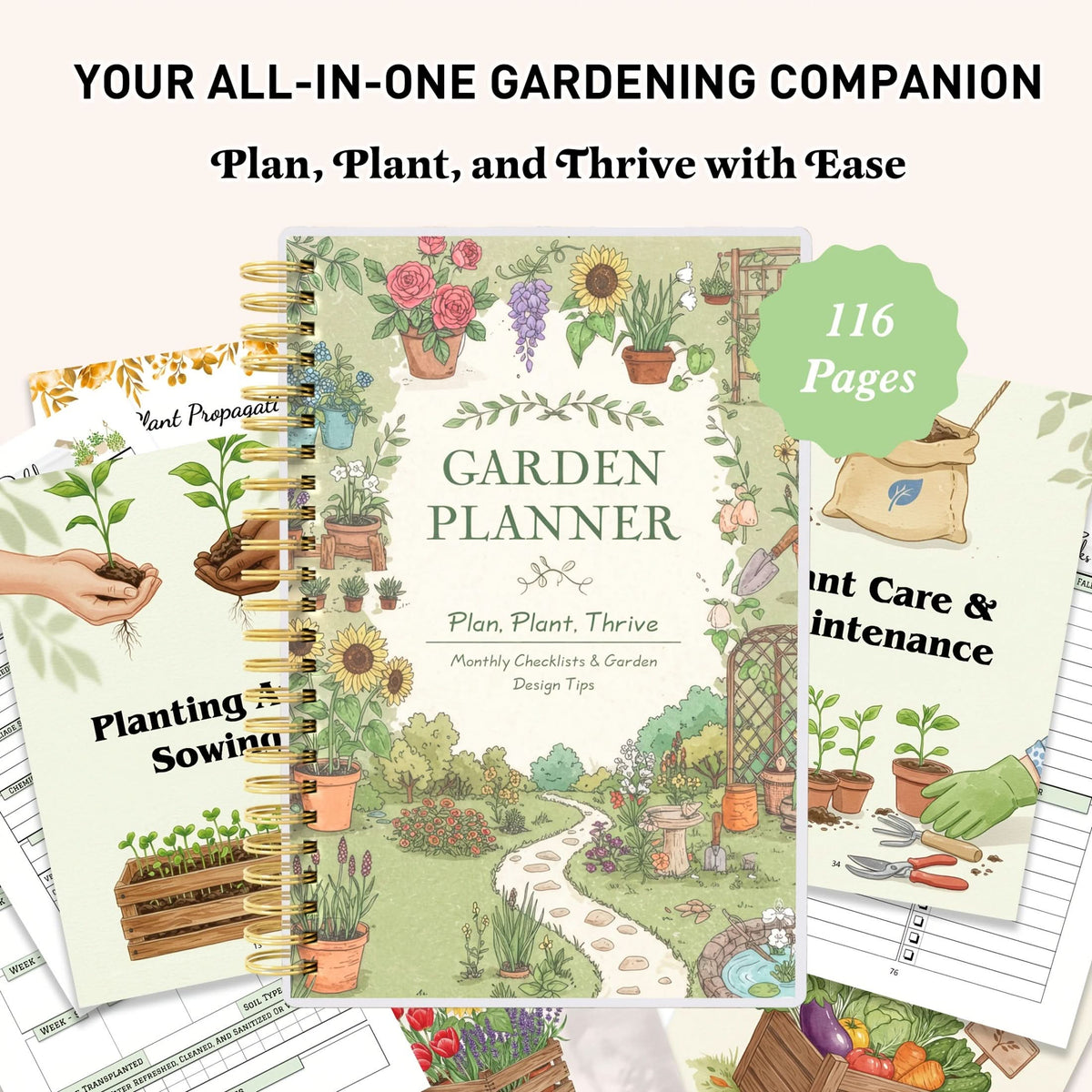 Garden Planner A5 Spiral-Bound Plant Care Tracker