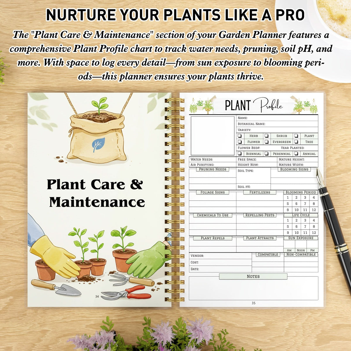 Garden Planner A5 Spiral-Bound Plant Care Tracker