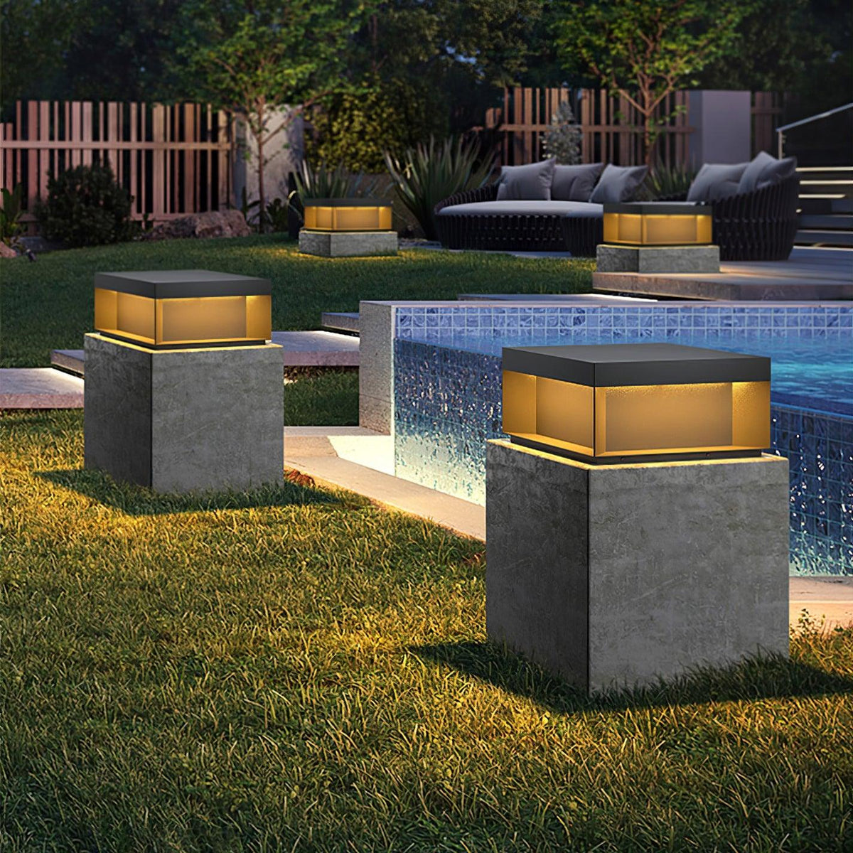 Garden Post Light Solar IP65 Weatherproof Brushed Aluminum
