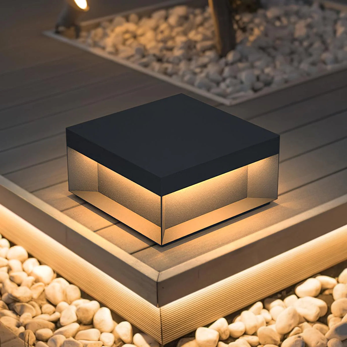 Garden Post Light Solar IP65 Weatherproof Brushed Aluminum
