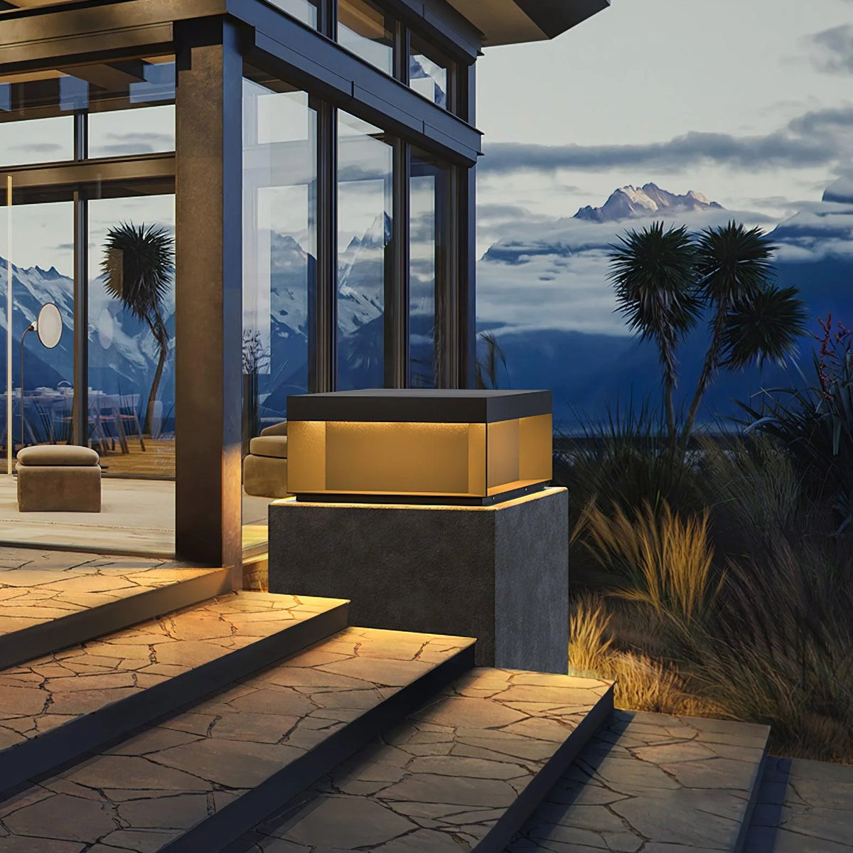 Garden Post Light Solar IP65 Weatherproof Brushed Aluminum