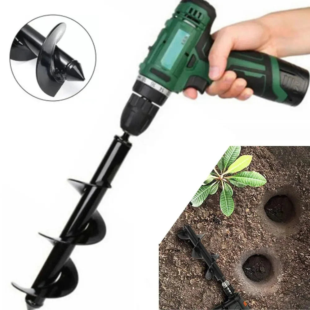 Garden Soil Auger Spiral Powder-Coated Steel Hex Shank