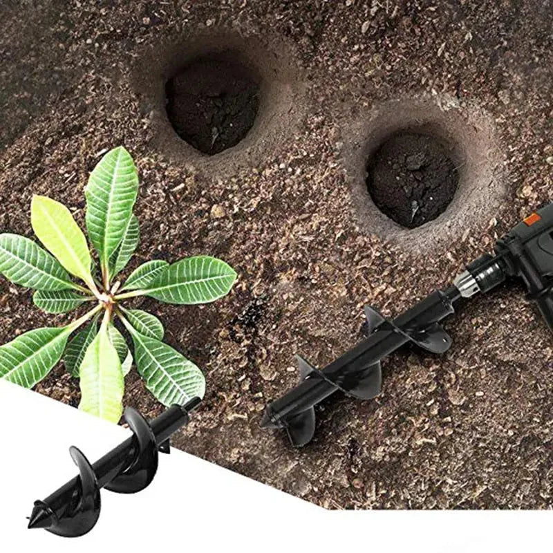 Garden Soil Auger Spiral Powder-Coated Steel Hex Shank