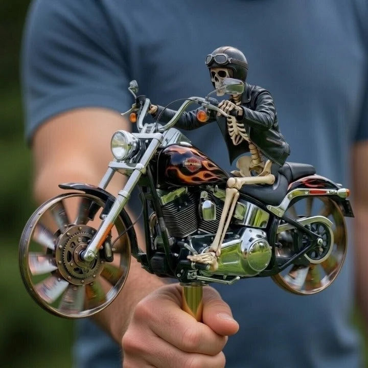 Garden Spinner Skeleton Motorcycle Weather-Resistant Acrylic