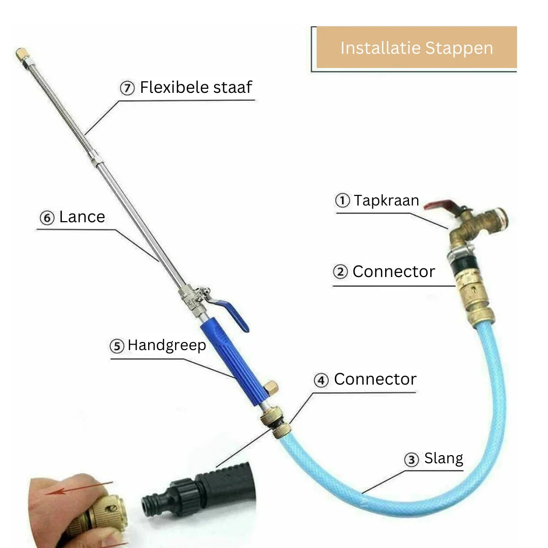 Garden Spray Nozzle Telescopic High-Pressure Stainless Steel & Copper