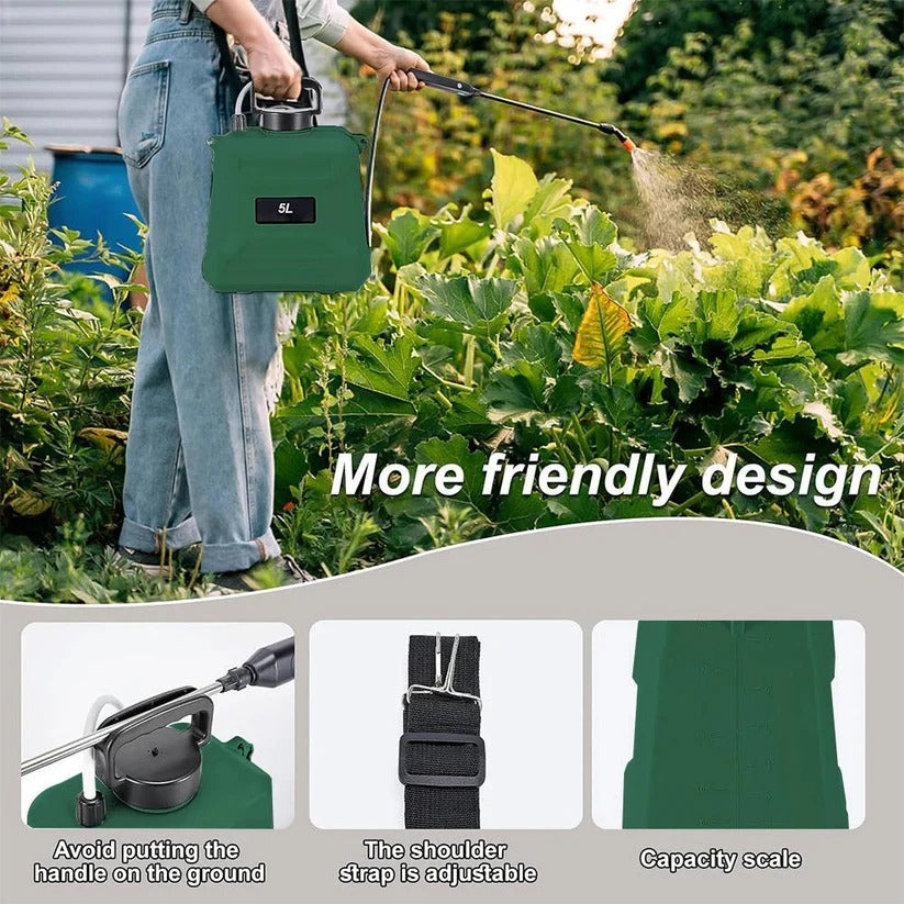 Garden Sprayer Rechargeable 1.3 Gallon Adjustable Brass Nozzle