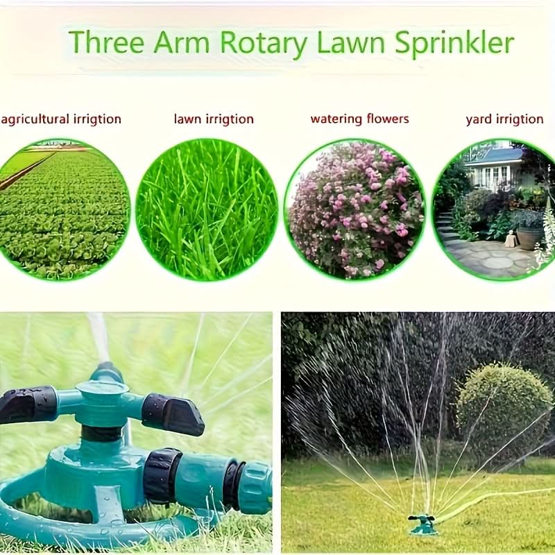 Garden Sprinkler 360° Rotating Hose Connector & Stable Base