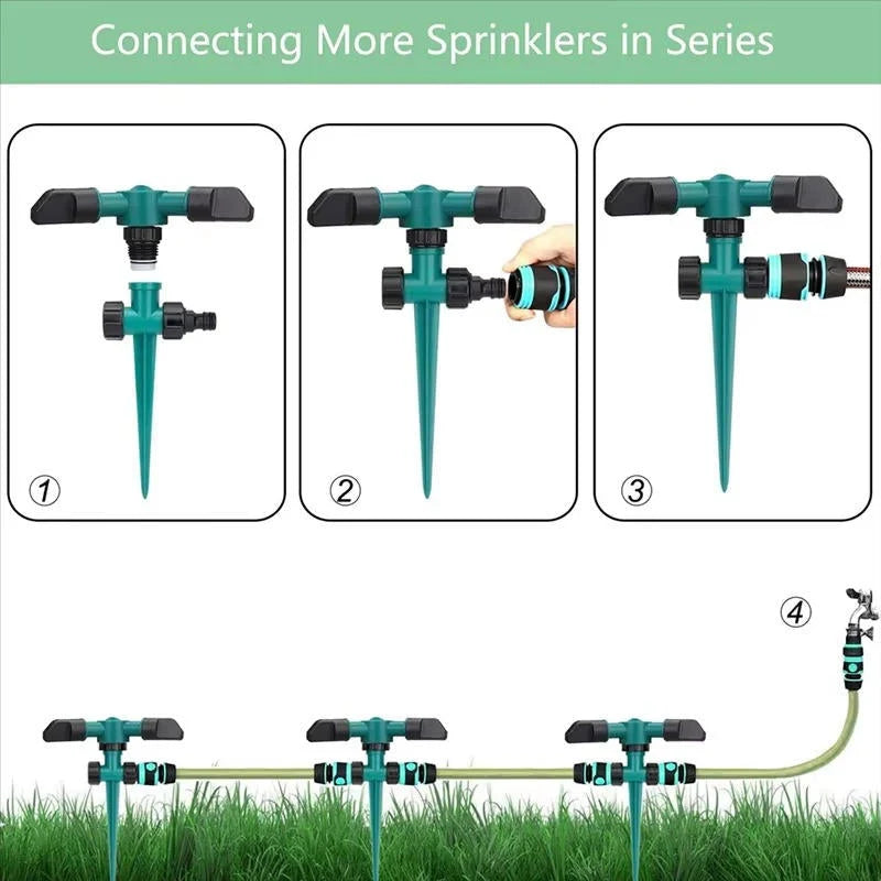 Garden Sprinkler Set 360 Degree Rotation & Adjustable Nozzles