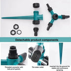 Garden Sprinkler Set 360 Degree Rotation & Adjustable Nozzles