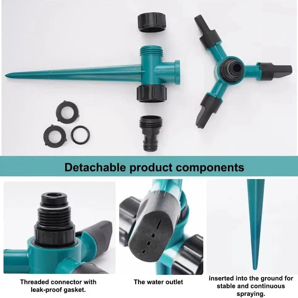Garden Sprinkler Set 360 Degree Rotation & Adjustable Nozzles