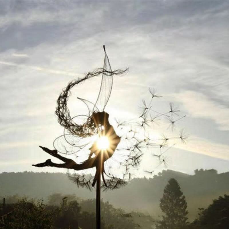 Garden Stake Fairy & Dandelion Weather-Resistant Metal