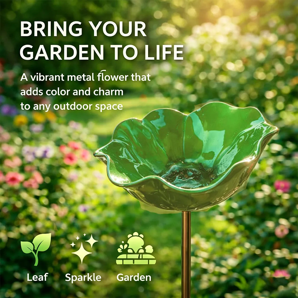 Garden Stake Flower Bird Bath Weather-Resistant 60cm