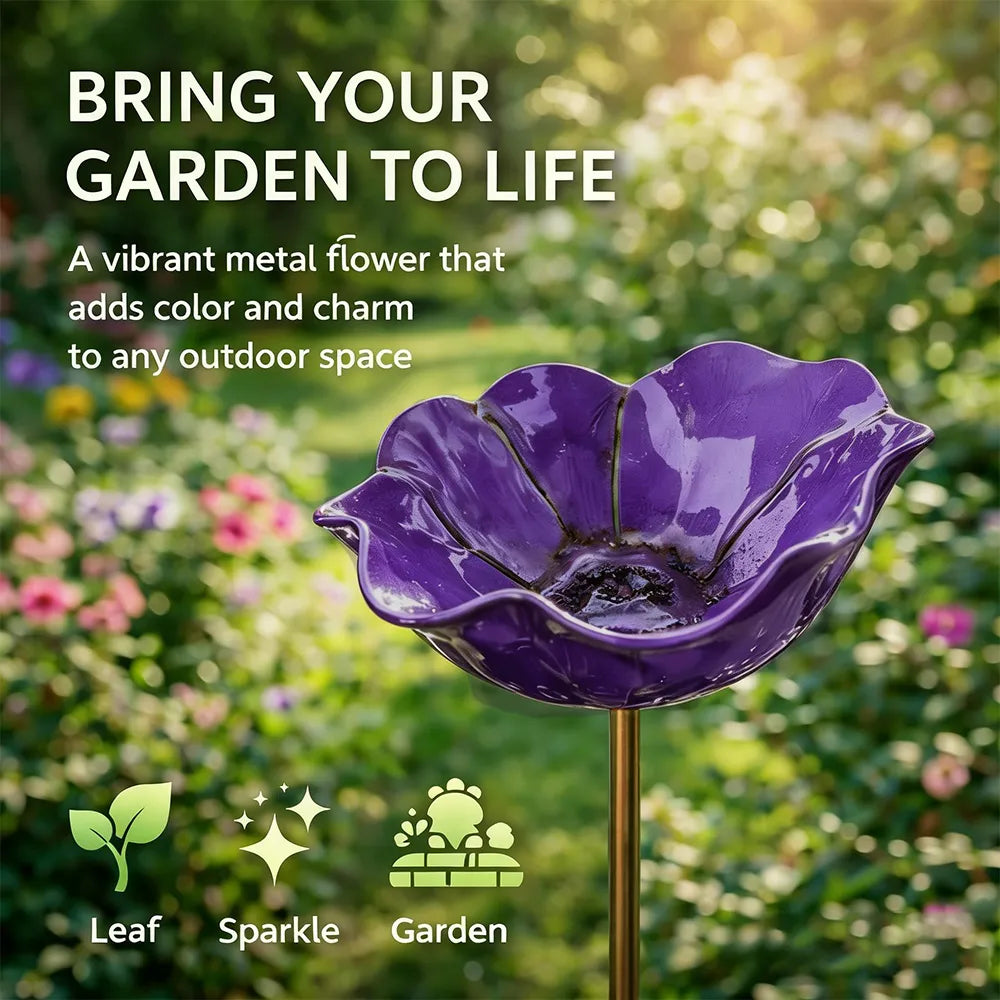 Garden Stake Flower Bird Bath Weather-Resistant 60cm
