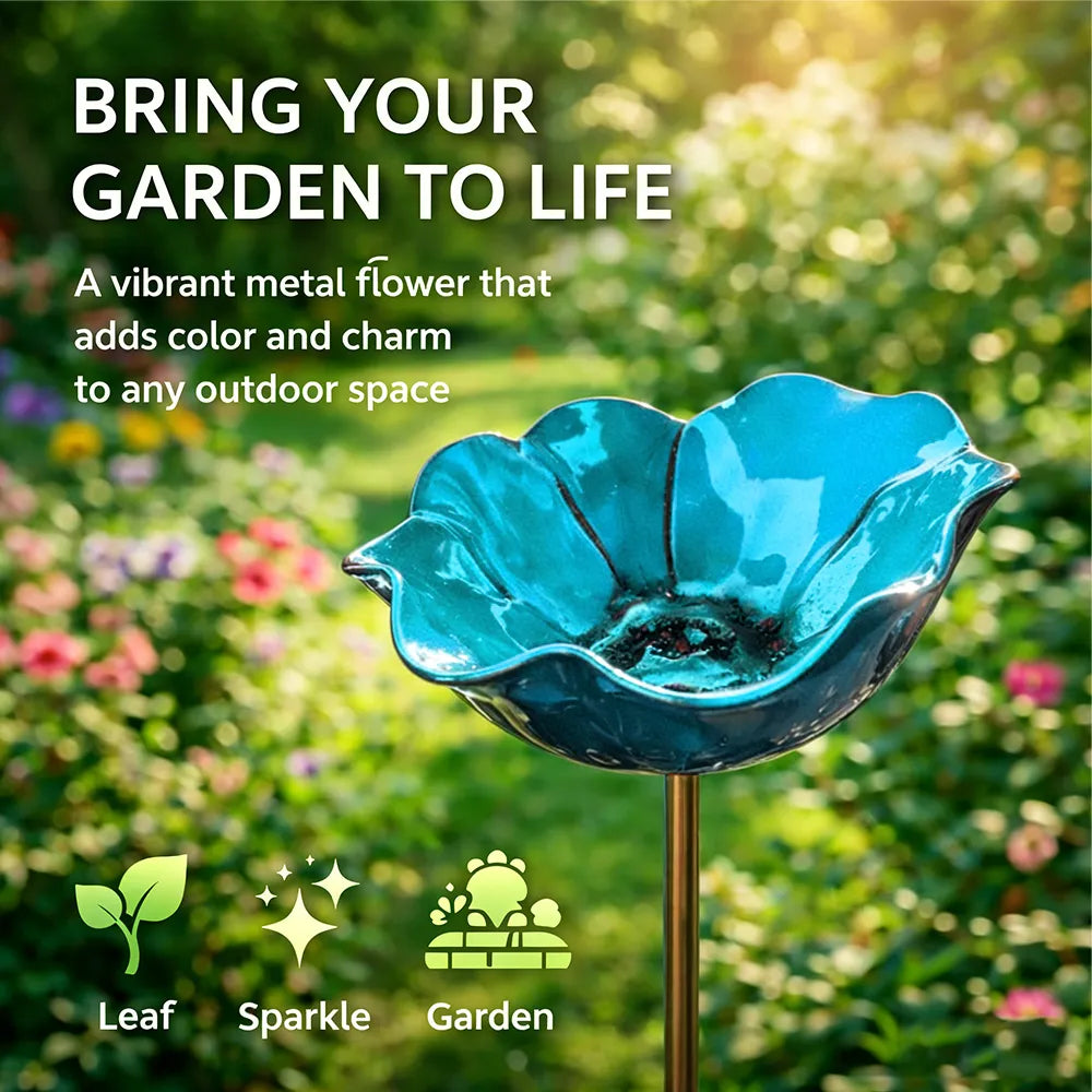 Garden Stake Flower Bird Bath Weather-Resistant 60cm