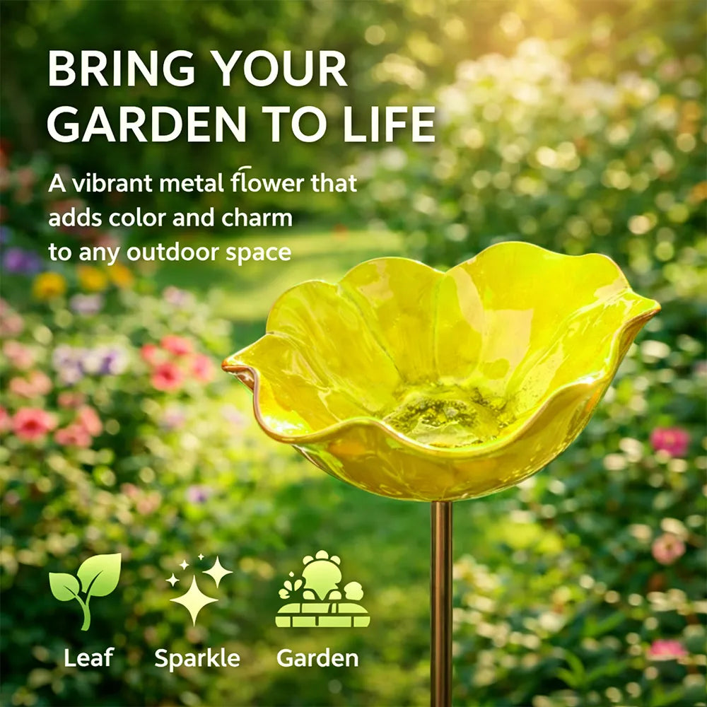 Garden Stake Flower Bird Bath Weather-Resistant 60cm