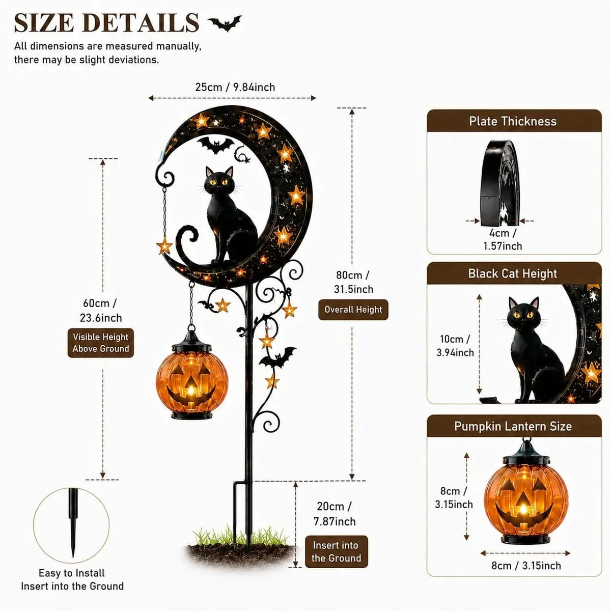 Garden Stake Light Pumpkin Moon Design Battery-Free