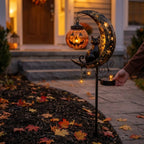 Garden Stake Light Pumpkin Moon Design Battery-Free