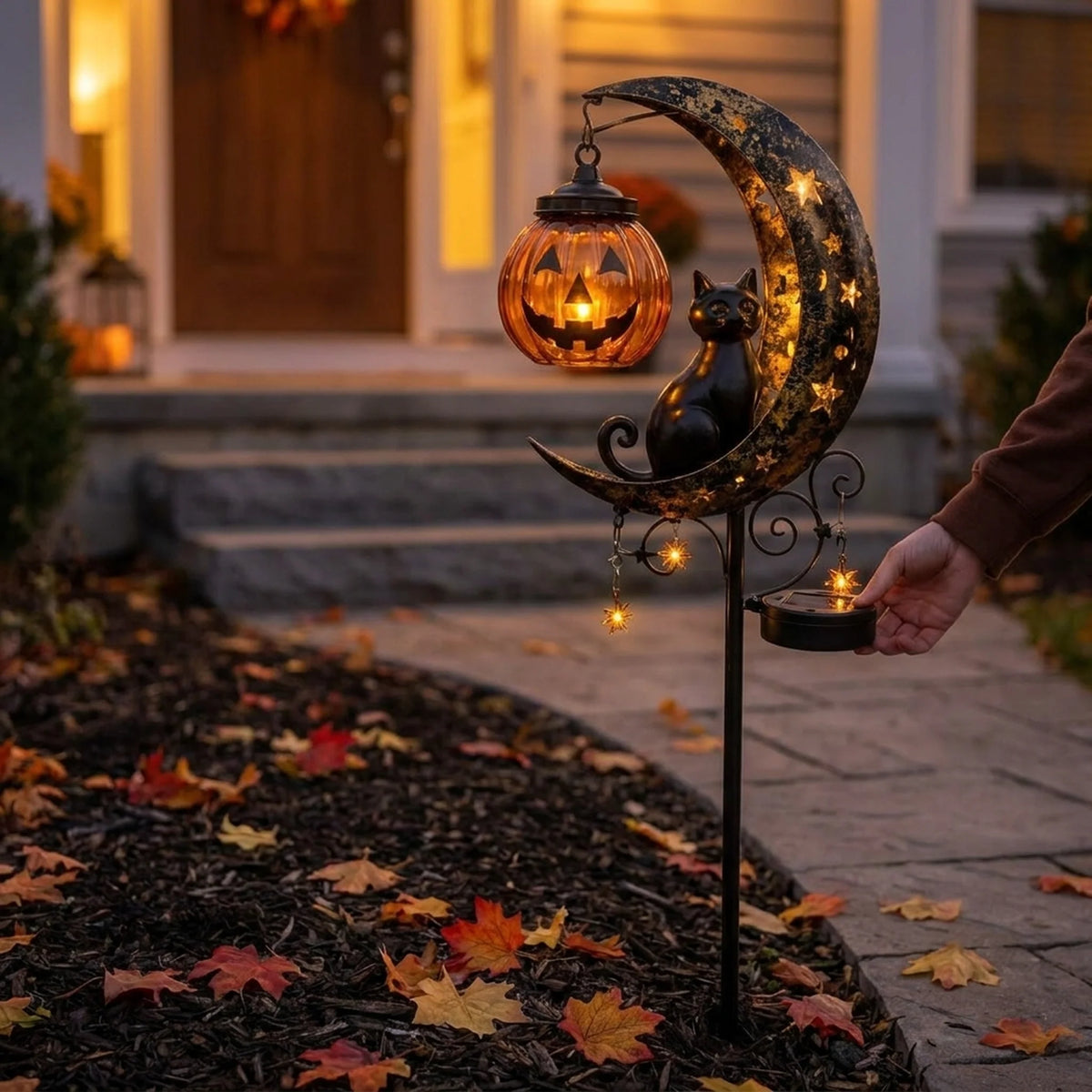 Garden Stake Light Pumpkin Moon Design Battery-Free