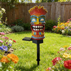 Garden Stake Light Tiki Design Solar-Powered Warm Glow