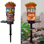 Garden Stake Light Tiki Design Solar-Powered Warm Glow
