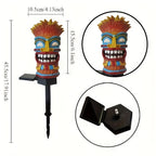Garden Stake Light Tiki Design Solar-Powered Warm Glow