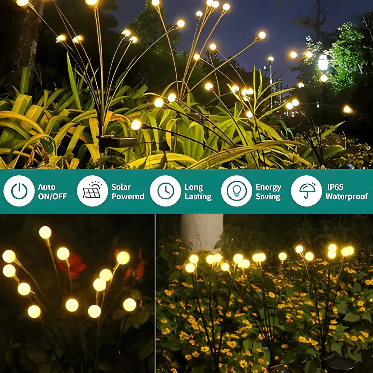 Garden Stake Lights Solar Warm White Flexible Stem