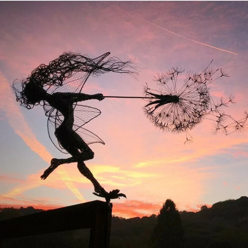 Garden Stake Ornament Fairy Silhouette Metal & Weather-Resistant