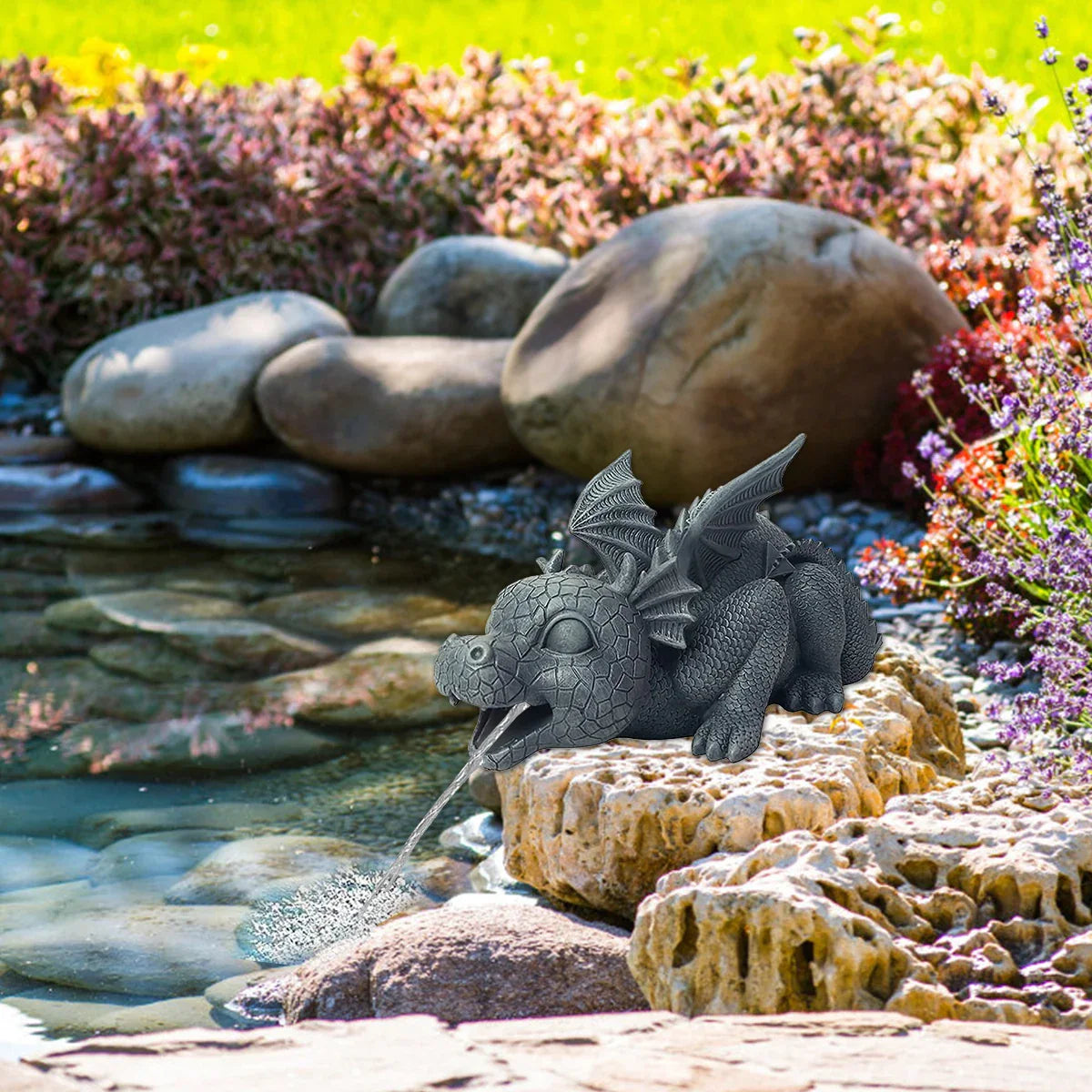 Garden Statue Resin Water-Spraying Dragon