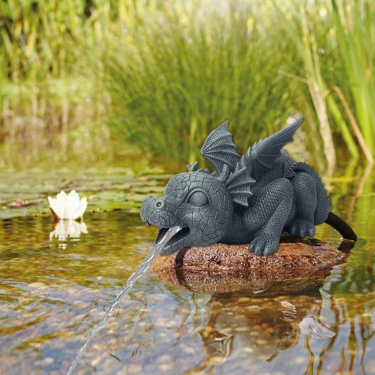 Garden Statue Resin Water-Spraying Dragon