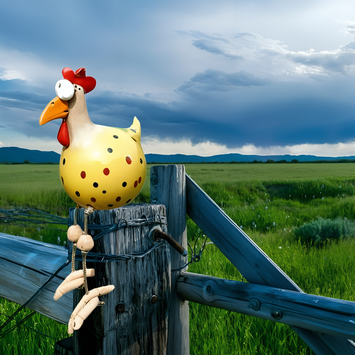 Garden Statue Whimsical Chicken Weatherproof Resin