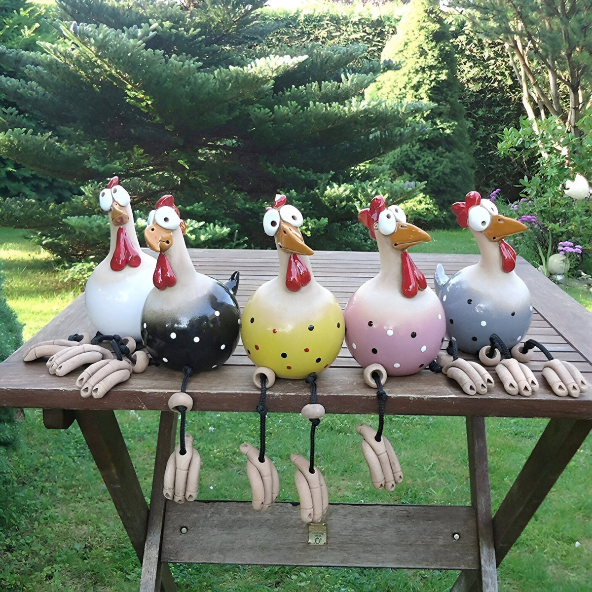 Garden Statue Whimsical Chicken Weatherproof Resin