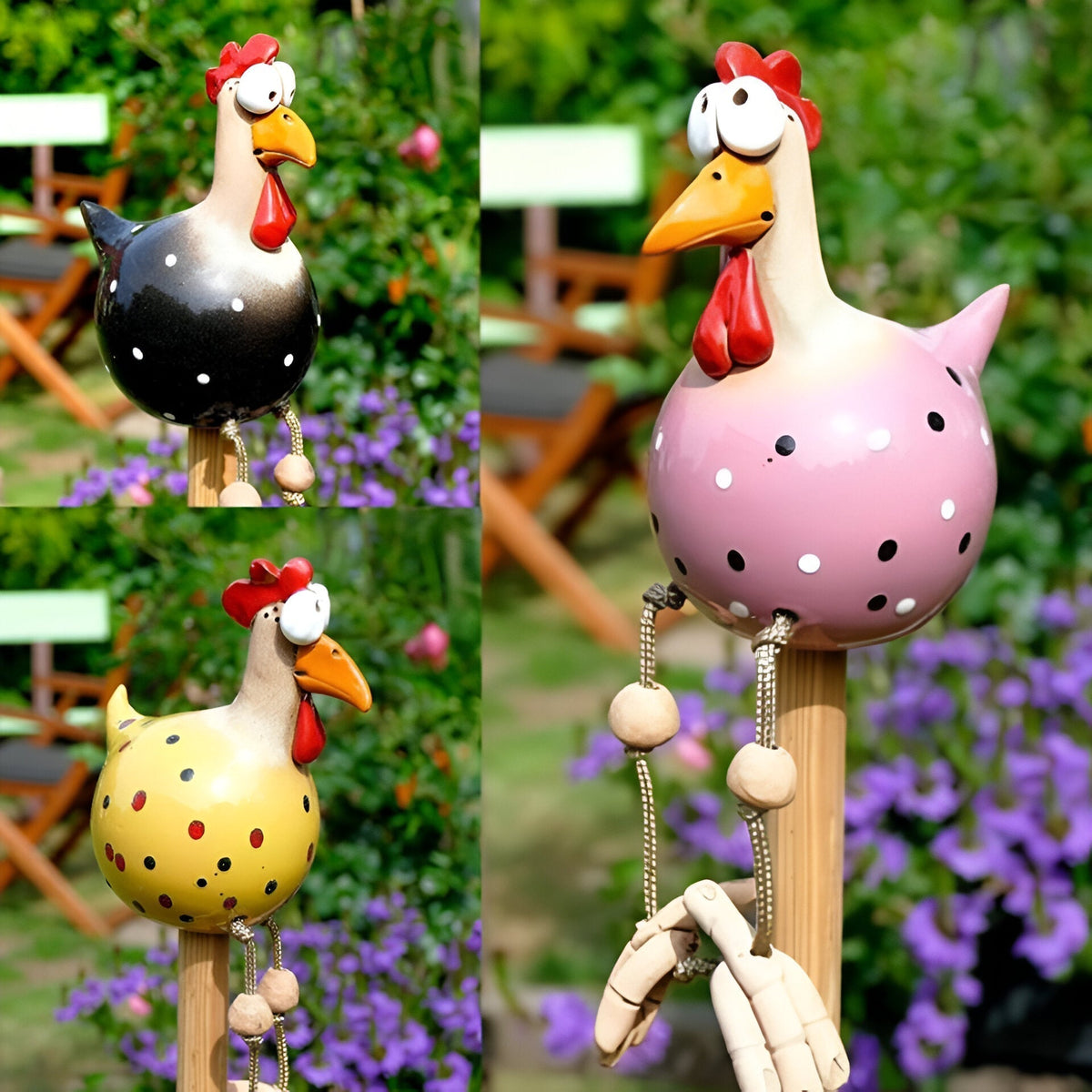 Garden Statue Whimsical Chicken Weatherproof Resin