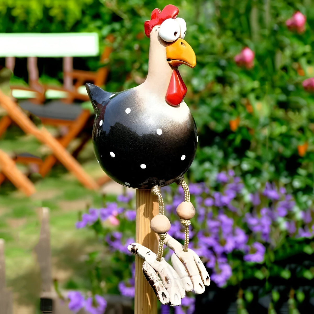 Garden Statue Whimsical Chicken Weatherproof Resin