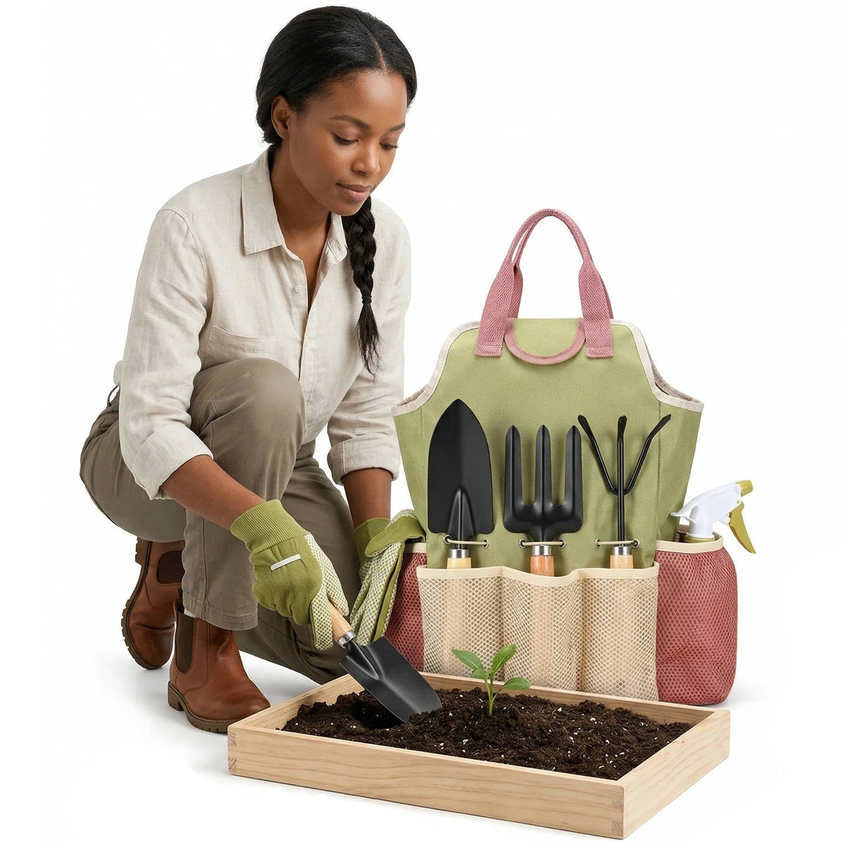 Garden Tool Set 10-Piece Ergonomic Handles & Rust-Resistant Steel