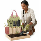 Garden Tool Set 10-Piece Ergonomic Handles & Rust-Resistant Steel