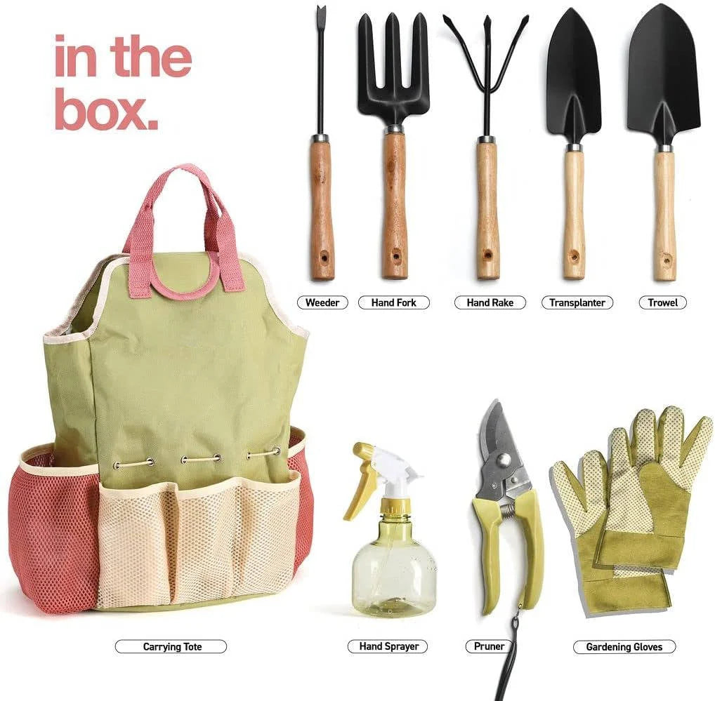 Garden Tool Set 10-Piece Ergonomic Handles & Rust-Resistant Steel
