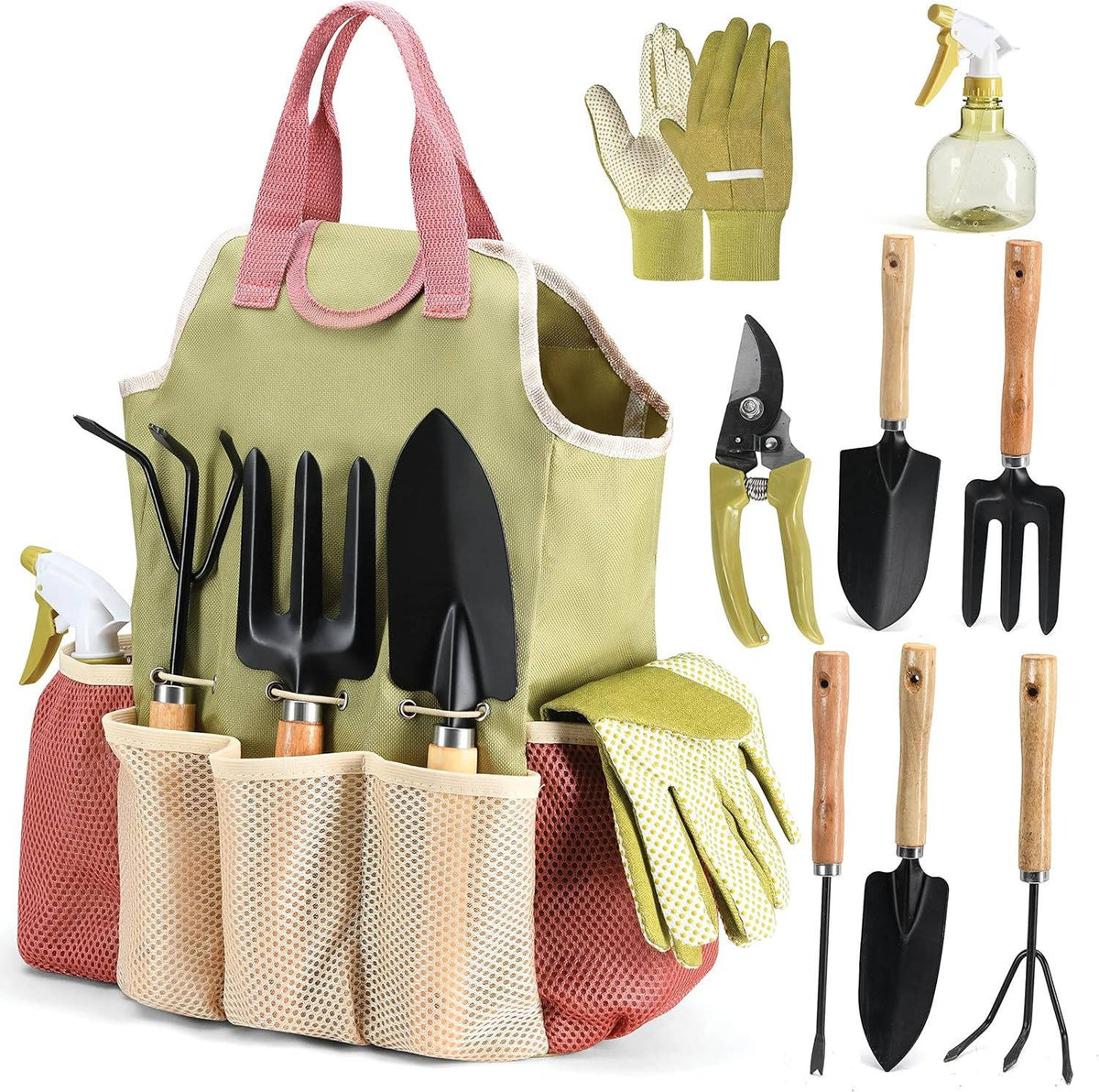 Garden Tool Set 10-Piece Ergonomic Handles & Rust-Resistant Steel