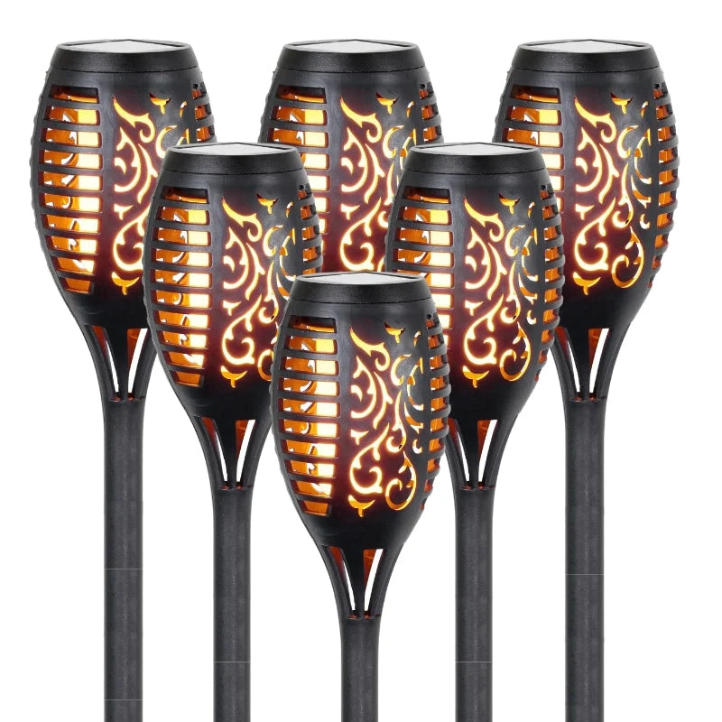 Garden Torch Solar Flickering LED Weather-Resistant Ground Spike