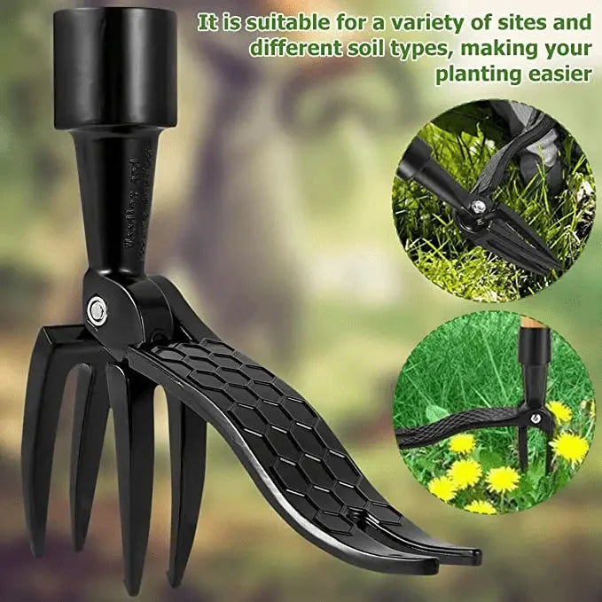 Garden Weed Remover Stainless Steel Four-Claw Foot Pedal