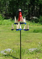 Garden Wind Sculpture Solid Metal Spins Both Directions
