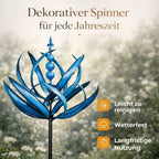 Garden Wind Spinner 360-Degree Kinetic Weather-Resistant Metal Lotus