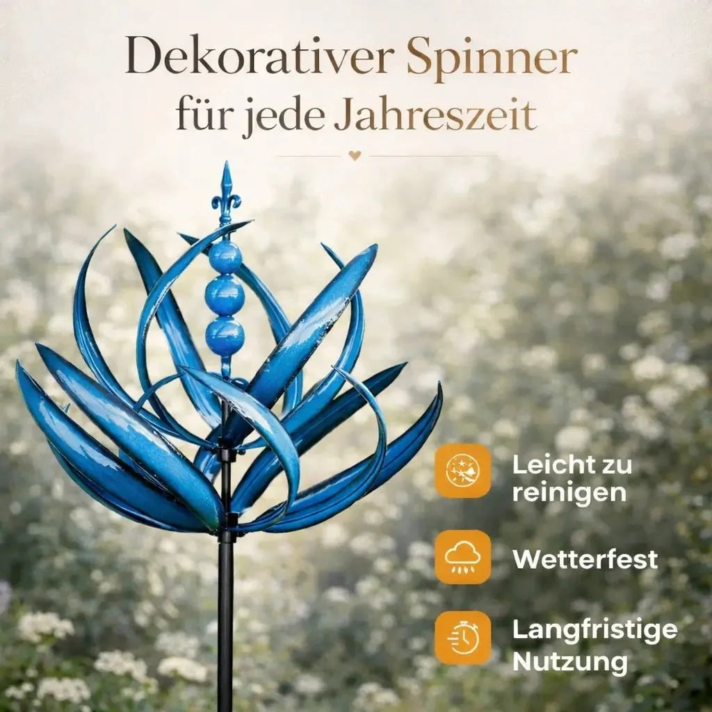 Garden Wind Spinner 360-Degree Kinetic Weather-Resistant Metal Lotus