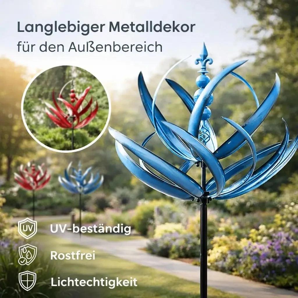Garden Wind Spinner 360-Degree Kinetic Weather-Resistant Metal Lotus
