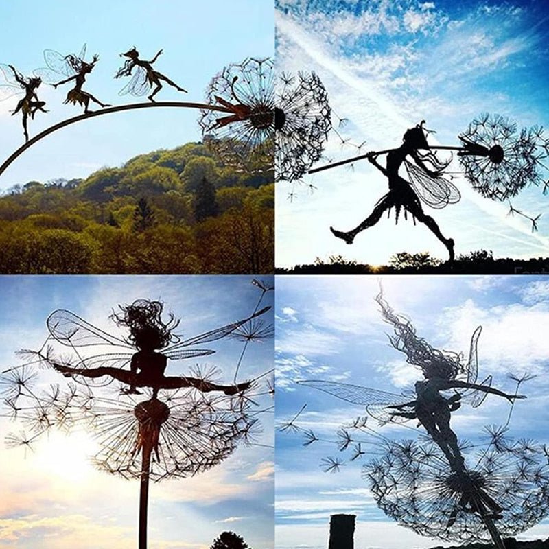 Garden Wind Spinner Dancing Fairy Weather-Resistant Metal Stake