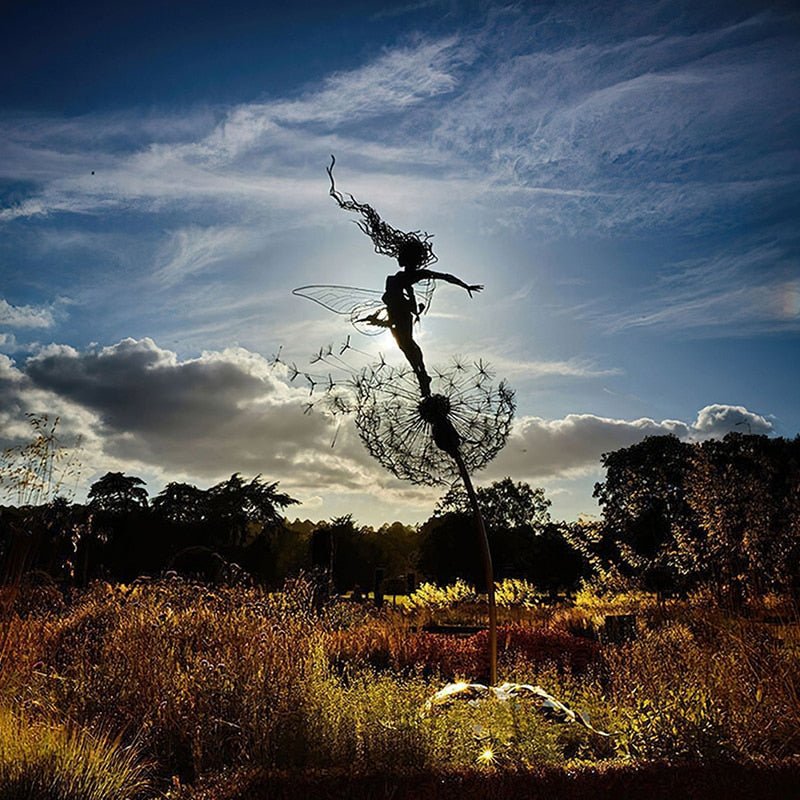 Garden Wind Spinner Dancing Fairy Weather-Resistant Metal Stake