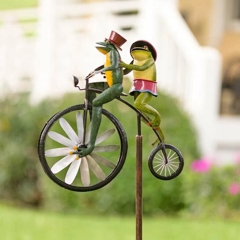 Garden Wind Spinner Handcrafted Recycled Metal Sturdy Ground Stake