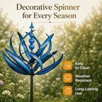 Garden Wind Spinner Kinetic Lotus Design & Weather-Resistant Metal