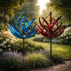 Garden Wind Spinner Kinetic Lotus Design & Weather-Resistant Metal