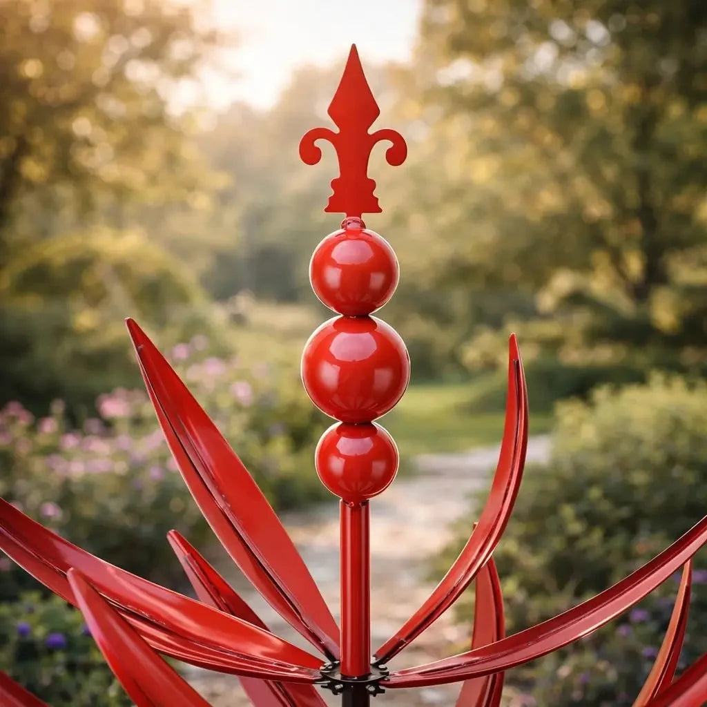 Garden Wind Spinner Kinetic Lotus Design & Weather-Resistant Metal