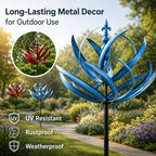 Garden Wind Spinner Kinetic Lotus Design & Weather-Resistant Metal